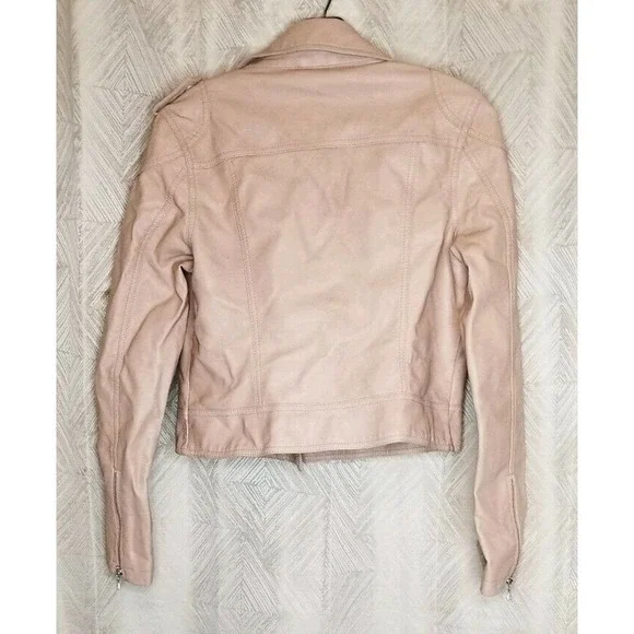 Bar III Peach Faux Leather Studded Moto Jacket Large - Picture 6 of 6